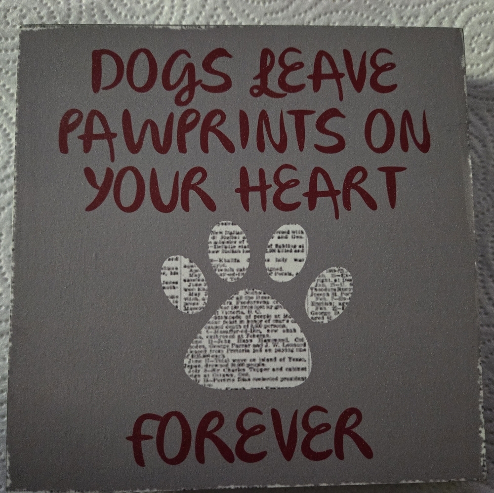 Dog Lover Clever Captions Sign Shadow Box Dogs Leave Pawprints on your Heart 6x6